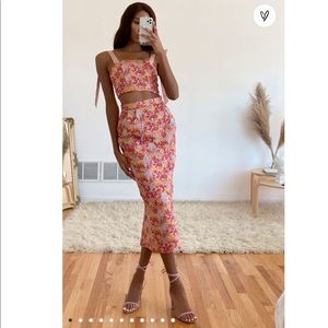 Ellarina Pink Multi Metallic Tie-Strap Two-Piece Midi Dress